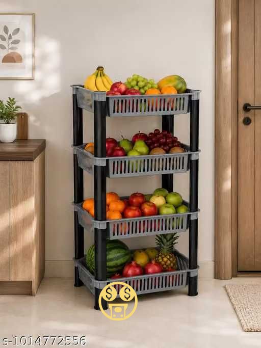 pipasa Fruits/Vegetables Kitchen Rack VEGETABLE RACK STORAGE ORGANISER KITCHEN RACK 4 LAYER Plastic-picture-41