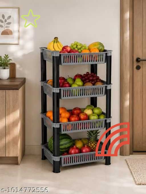 pipasa Fruits/Vegetables Kitchen Rack VEGETABLE RACK STORAGE ORGANISER KITCHEN RACK 4 LAYER Plastic-picture-18