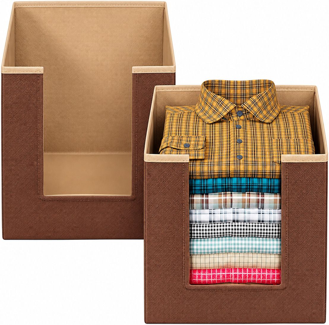 Polypropylene Premium Shirt Stacker | Foldable Cloth Organizer for Wardrobe Storage Basket-image-40