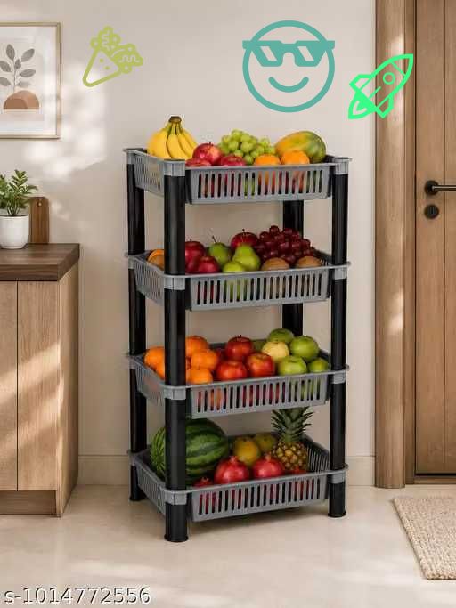 pipasa Fruits/Vegetables Kitchen Rack VEGETABLE RACK STORAGE ORGANISER KITCHEN RACK 4 LAYER Plastic-picture-39