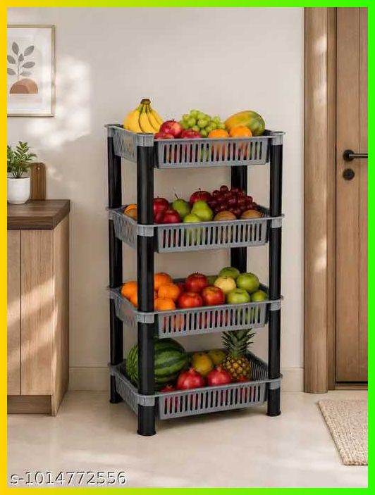 pipasa Fruits/Vegetables Kitchen Rack VEGETABLE RACK STORAGE ORGANISER KITCHEN RACK 4 LAYER Plastic-picture-35