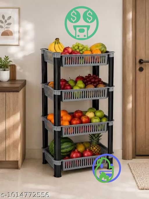 pipasa Fruits/Vegetables Kitchen Rack VEGETABLE RACK STORAGE ORGANISER KITCHEN RACK 4 LAYER Plastic-picture-16