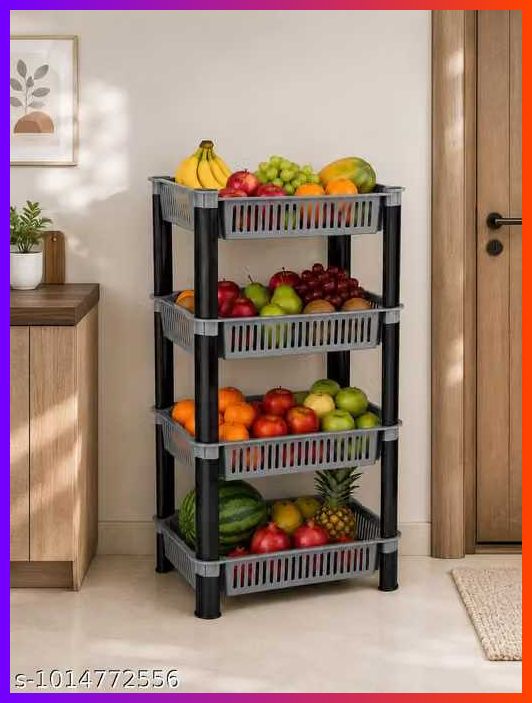 pipasa Fruits/Vegetables Kitchen Rack VEGETABLE RACK STORAGE ORGANISER KITCHEN RACK 4 LAYER Plastic-picture-13