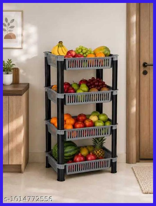 pipasa Fruits/Vegetables Kitchen Rack VEGETABLE RACK STORAGE ORGANISER KITCHEN RACK 4 LAYER Plastic-picture-20