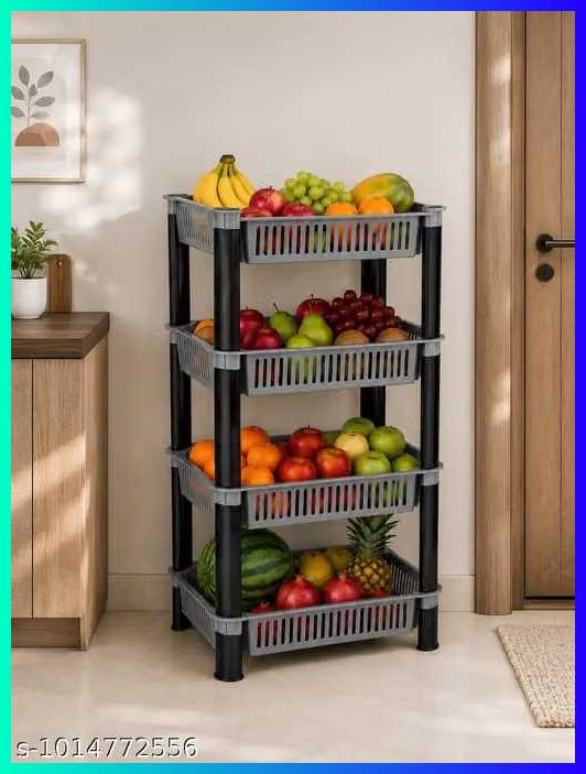 pipasa Fruits/Vegetables Kitchen Rack VEGETABLE RACK STORAGE ORGANISER KITCHEN RACK 4 LAYER Plastic-picture-44