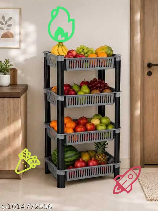pipasa Fruits/Vegetables Kitchen Rack VEGETABLE RACK STORAGE ORGANISER KITCHEN RACK 4 LAYER Plastic-picture-48