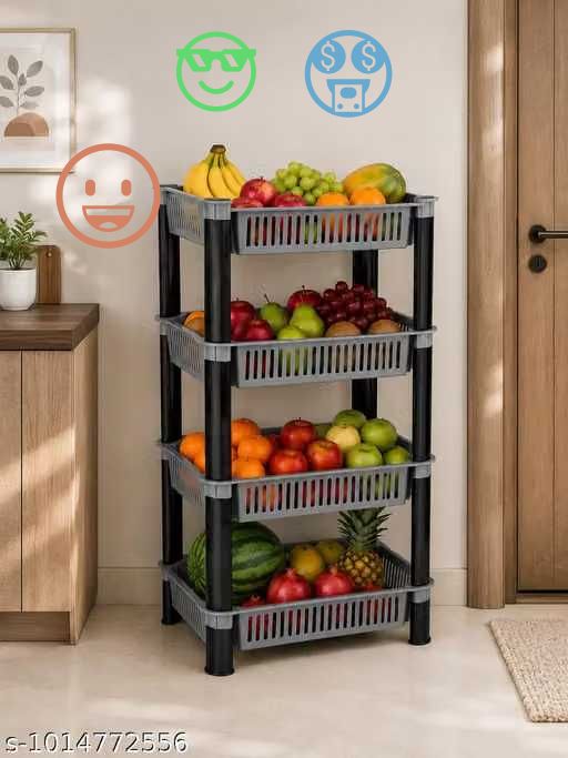pipasa Fruits/Vegetables Kitchen Rack VEGETABLE RACK STORAGE ORGANISER KITCHEN RACK 4 LAYER Plastic-picture-28