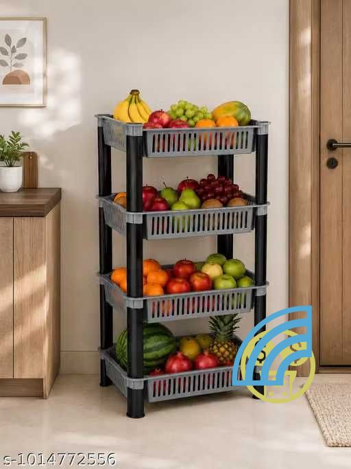 pipasa Fruits/Vegetables Kitchen Rack VEGETABLE RACK STORAGE ORGANISER KITCHEN RACK 4 LAYER Plastic-picture-27