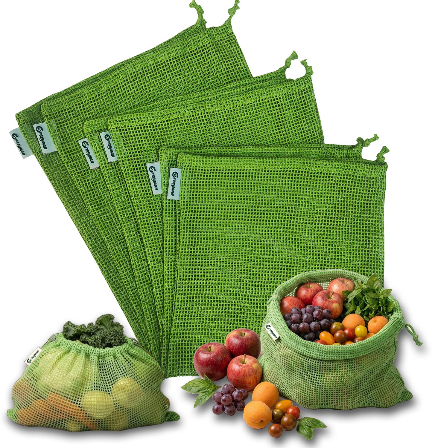 greeyaan 100% Cotton Fridge Vegetable Storage Bag Pack of 6 Grocery Bags-picture-12