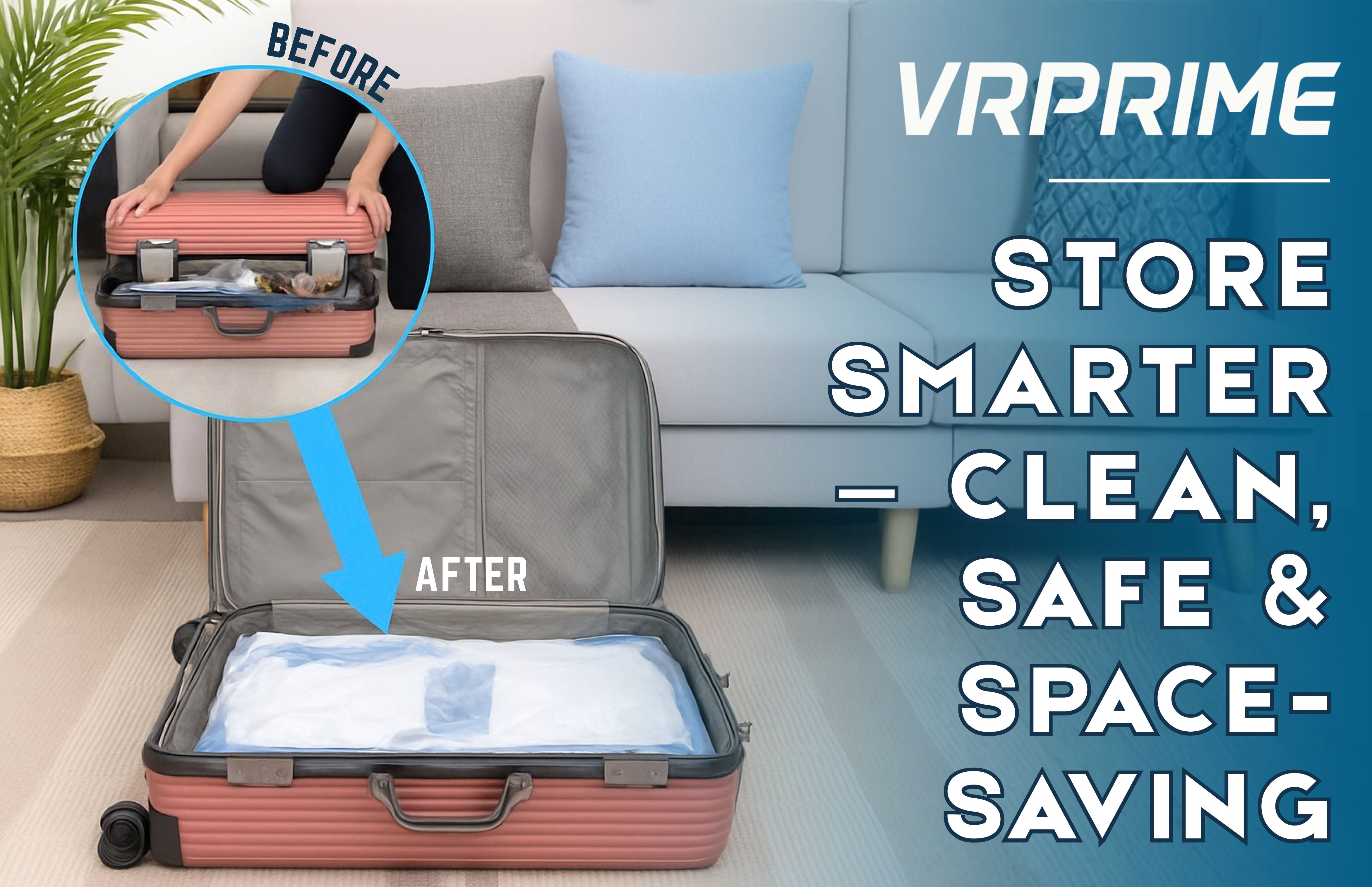 vrprime Vacuum Compression Bags with Free Pump | Save Space for Clothes, Blankets, Travel Storage Vacuum Bags-picture-28
