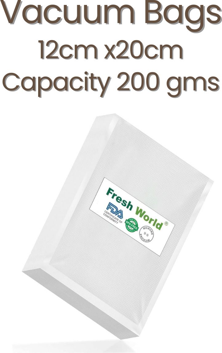 Ready Vacuum Bags with 90 Micron Thickness | One side Embossed (12cm x 20cm) Organic Matter Storage Vacuum Bags-image-23