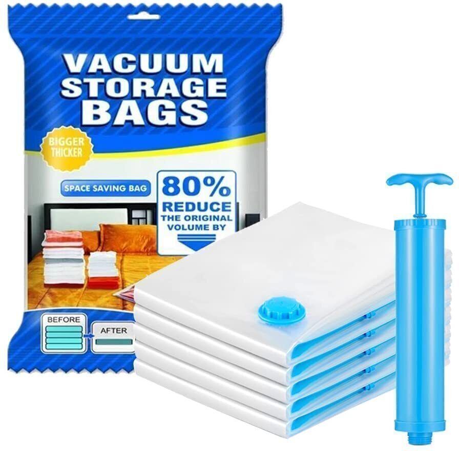 Space Saver (Pack of 5) Reusable Vacuum Storage Ziplock Sealer Bags For Cloth Hanging Storage Vacuum Bags, Travel Storage Vacuum Bags