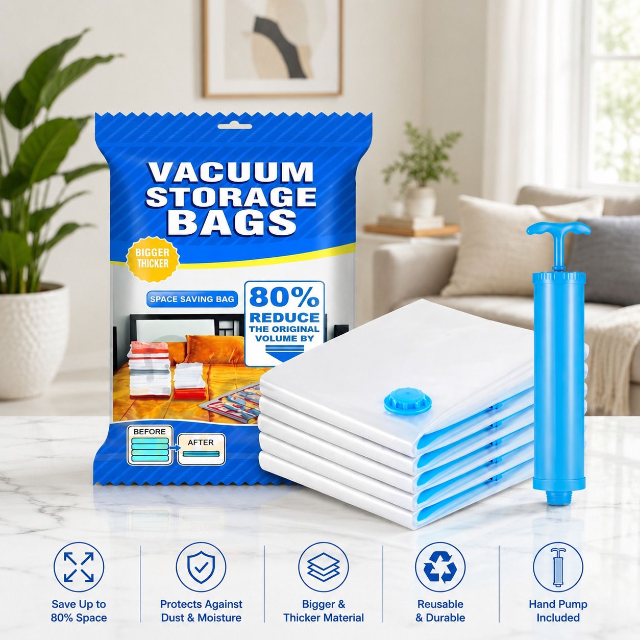Vacuum Storage Bags for Clothes | Airtight Reusable Ziplock | N1L1 | Pack of 5 Travel Storage Vacuum Bags-image-21