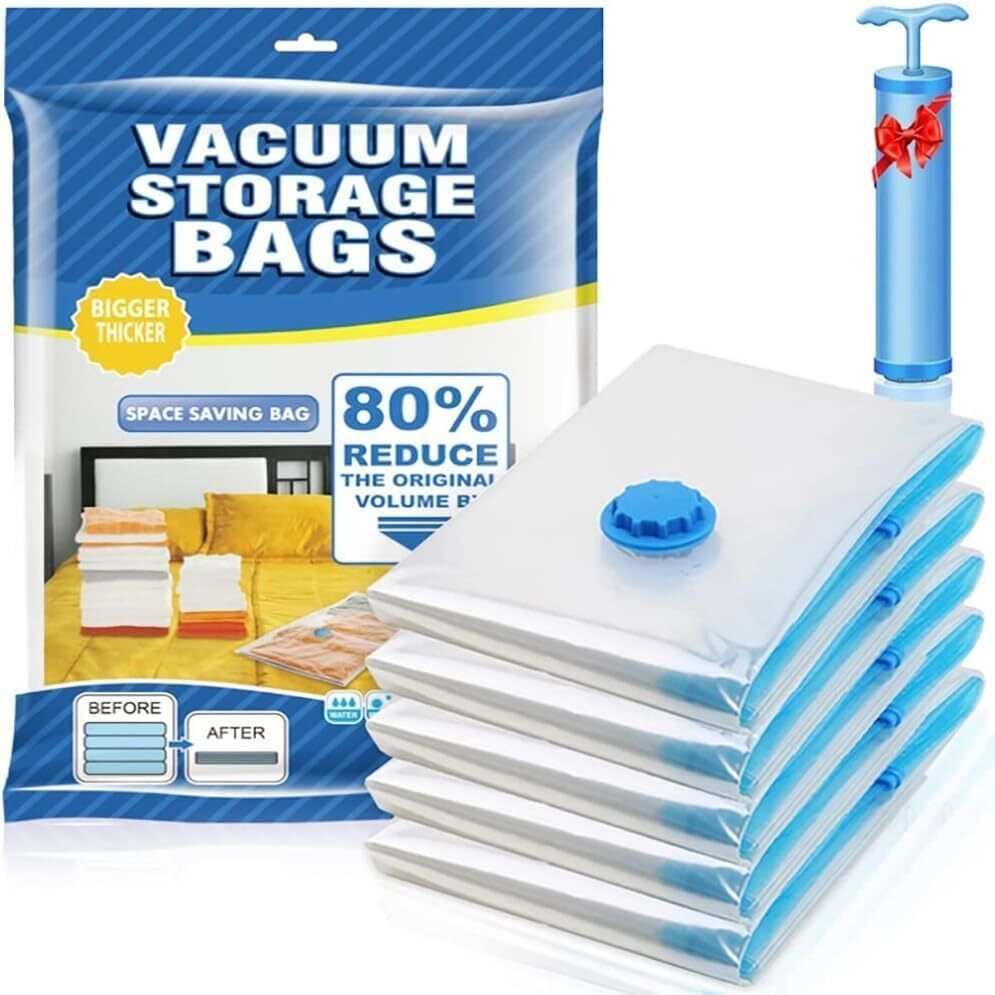 sbts Vacuum Storage Bags Travel Space Saver Garment Seal Clothes Hand Pump(Pack of 5) Travel Storage Vacuum Bags-picture-35
