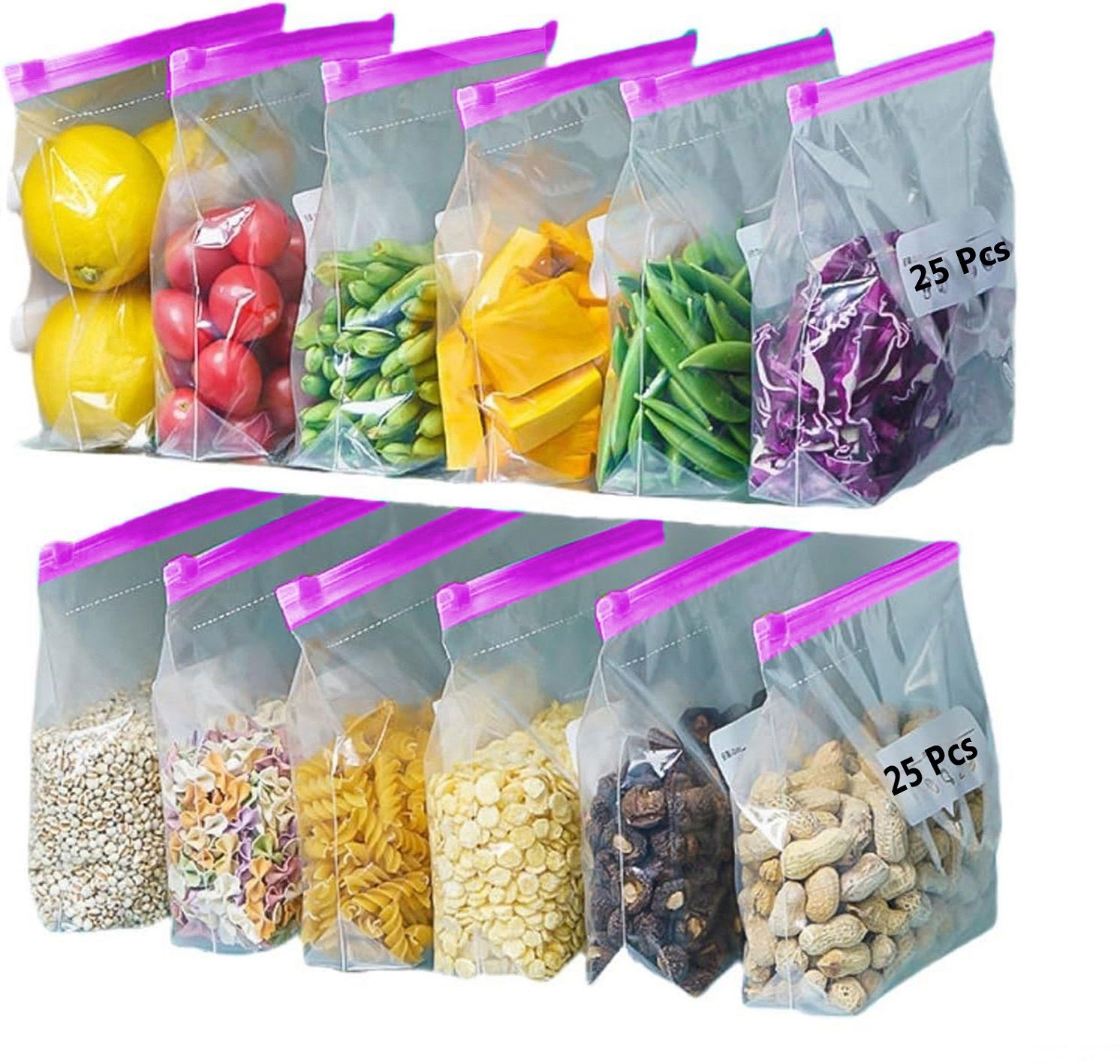 Multi-purpose Crystal Clear Ziplock Bags For Snacks, Fridge, Kitchen, Cosmetics, Travel Storage Vacuum Bags-image-20
