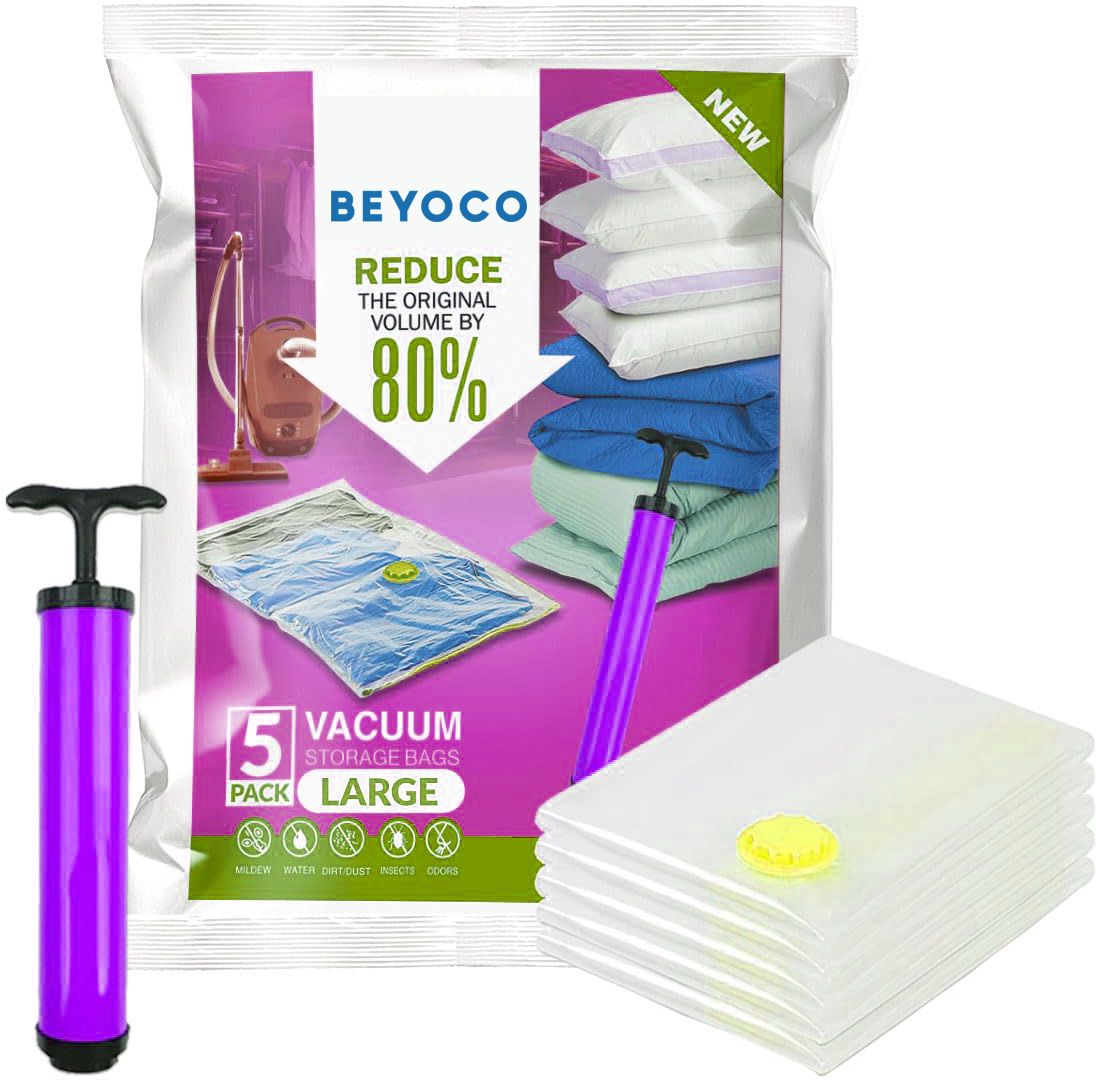 5 Large Compression Storage Bags with Hand Vacuum Pump High Volume Storage Vacuum Bags, Travel Storage Vacuum Bags-image-36