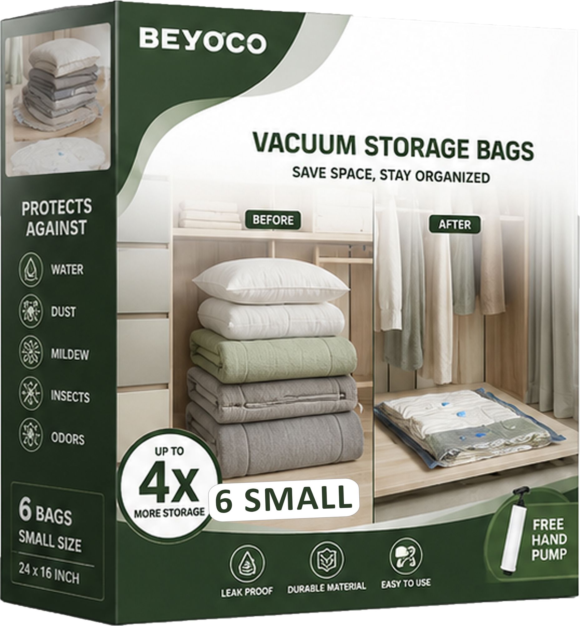 6 small Compression Storage Bags with Hand Vacuum Pump High Volume Storage Vacuum Bags, Travel Storage Vacuum Bags-image-35