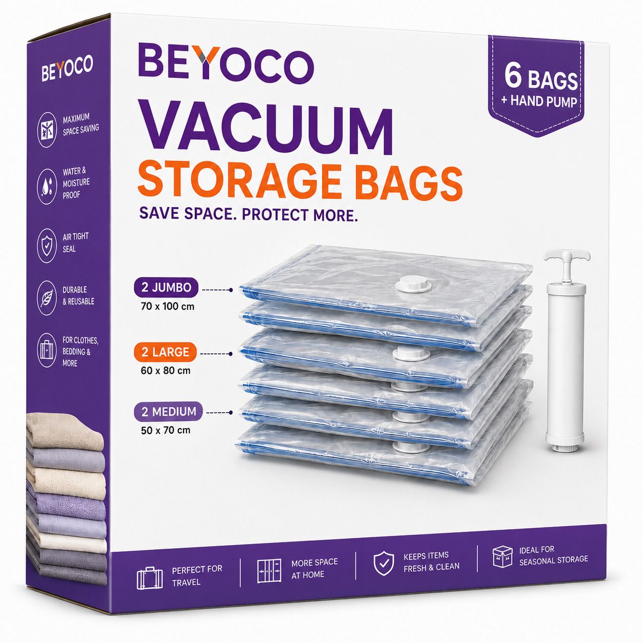 6 Compression Storage Bags with Hand Vacuum Pump Travel Storage Vacuum Bags, High Volume Storage Vacuum Bags-image-37
