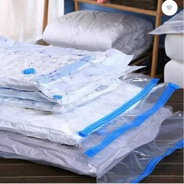 Plastic Vacuum Compression Storage Bags With Hand Pump - Jumbo, 5-Pack Travel Storage Vacuum Bags