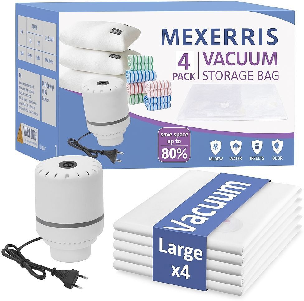 4 Pack Large, Vacuum Storage Bags with Electric Pump, Space Saver Bags. Travel Storage Vacuum Bags-image-48