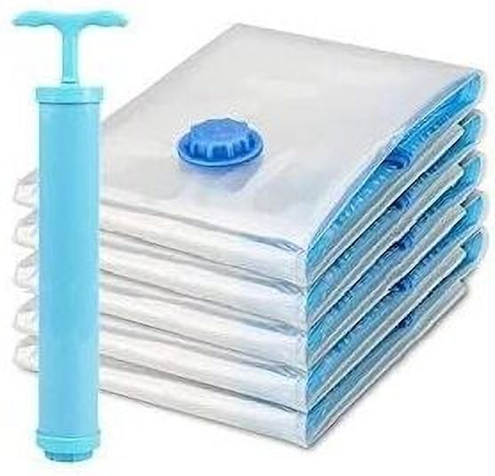 Reusable Ziplock Vacuum Storage Space Saver Bags(4 PCS PLAIN BAG , 1 PUMP ) Travel Storage Vacuum Bags, Hanging Storage Vacuum Bags-image-4