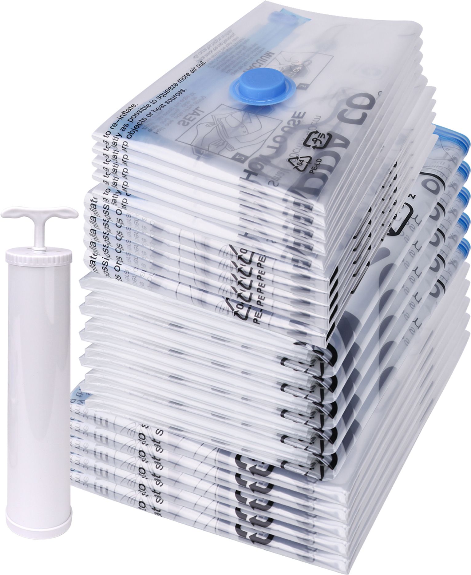 Reusable Vacuum Storage Bags & Hand Pump | Space Saving Compression Bags Travel Storage Vacuum Bags