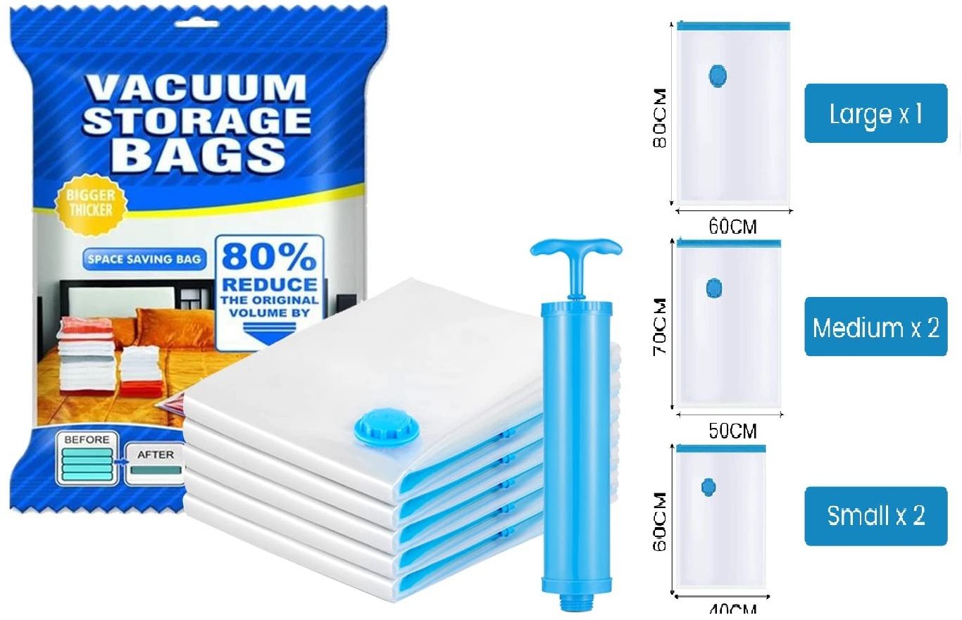 Space Saver Compression Sealer with Manual Pump Hanging Travel Storage Vacuum Bags