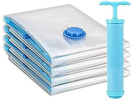 nimyank 5Pack Vacuum Compression Storage Bags With Pump,Space Saver Sealer Bag NI199 Travel Storage Vacuum Bags-picture-0