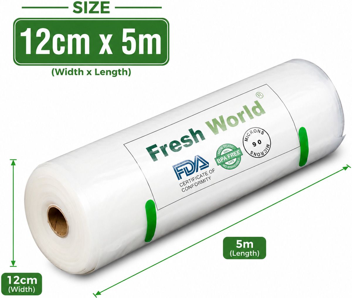 One Side Embossed | Food Store Bags |Leak-Proof BPA-Free |Size 12cm x 5m | Organic Matter Storage Vacuum Bags-image-13