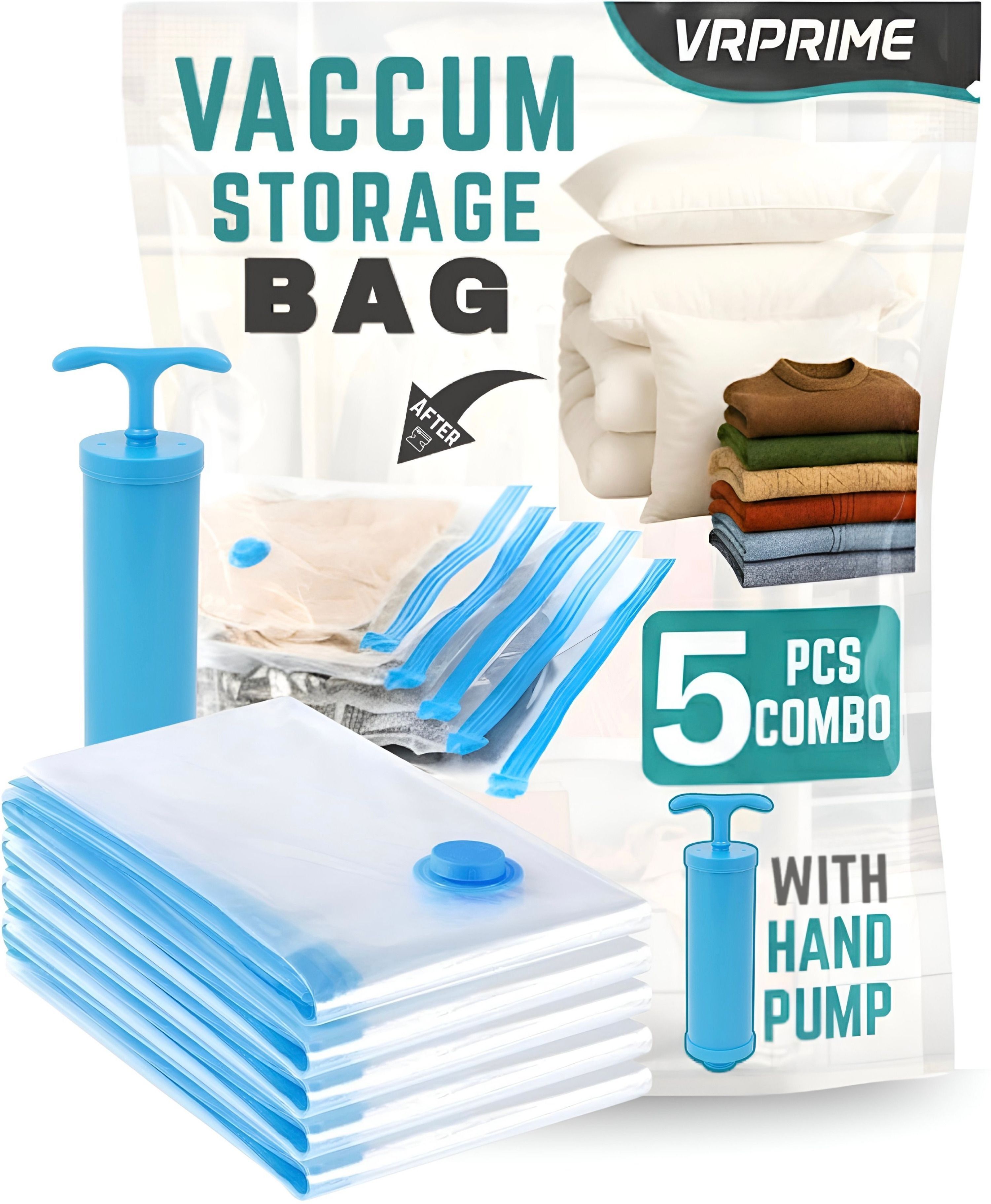elektriglow Vacuum Compression Bags with Free Pump | Save Space for Clothes, Blankets, High Volume Storage Vacuum Bags-picture-23