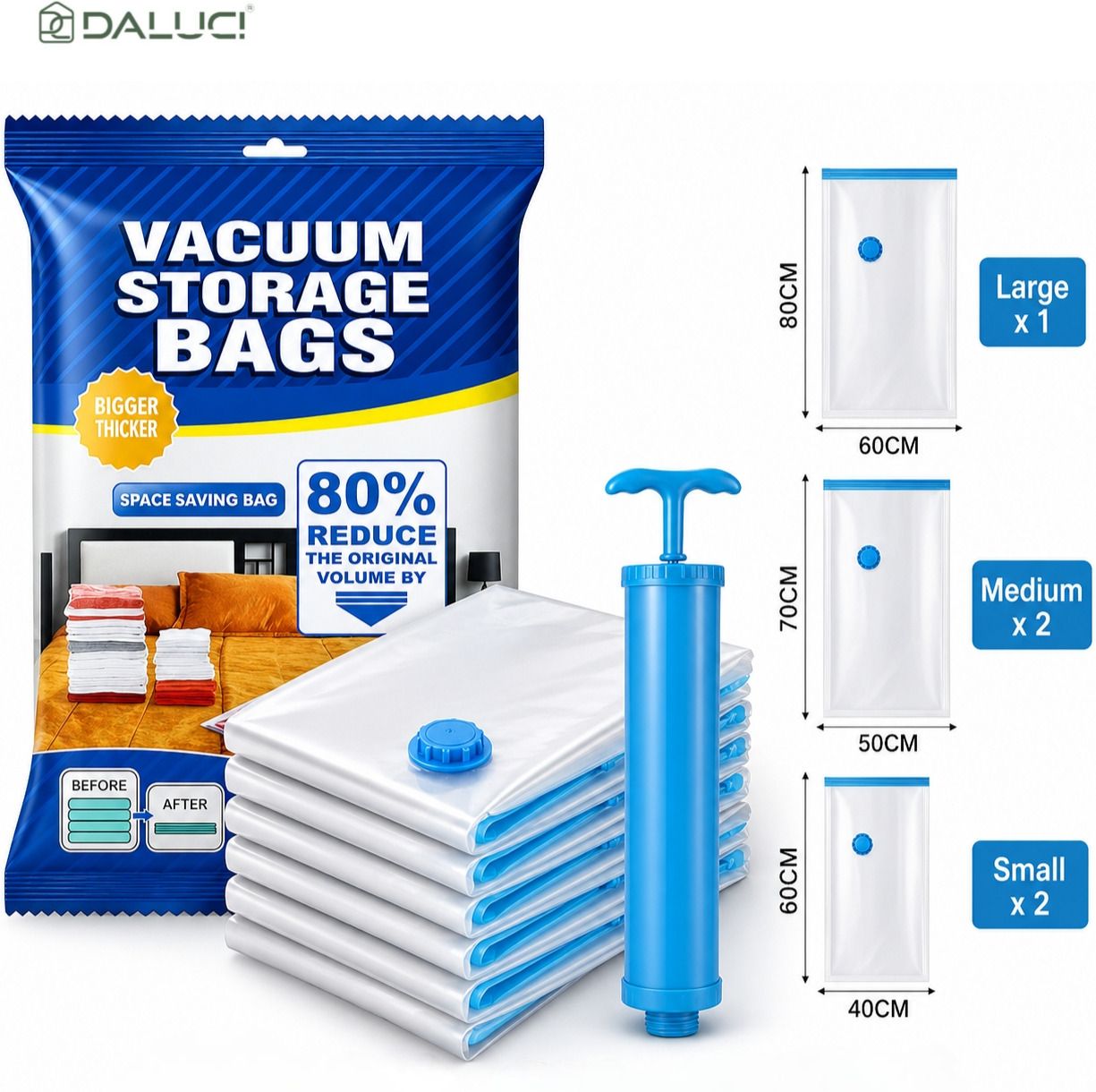 daluci Vacuum Storage Bags for Clothes & Bedding – Reusable, Waterproof & Space Saving Travel Storage Vacuum Bags, Organic Matter Storage Vacuum Bags-picture-18