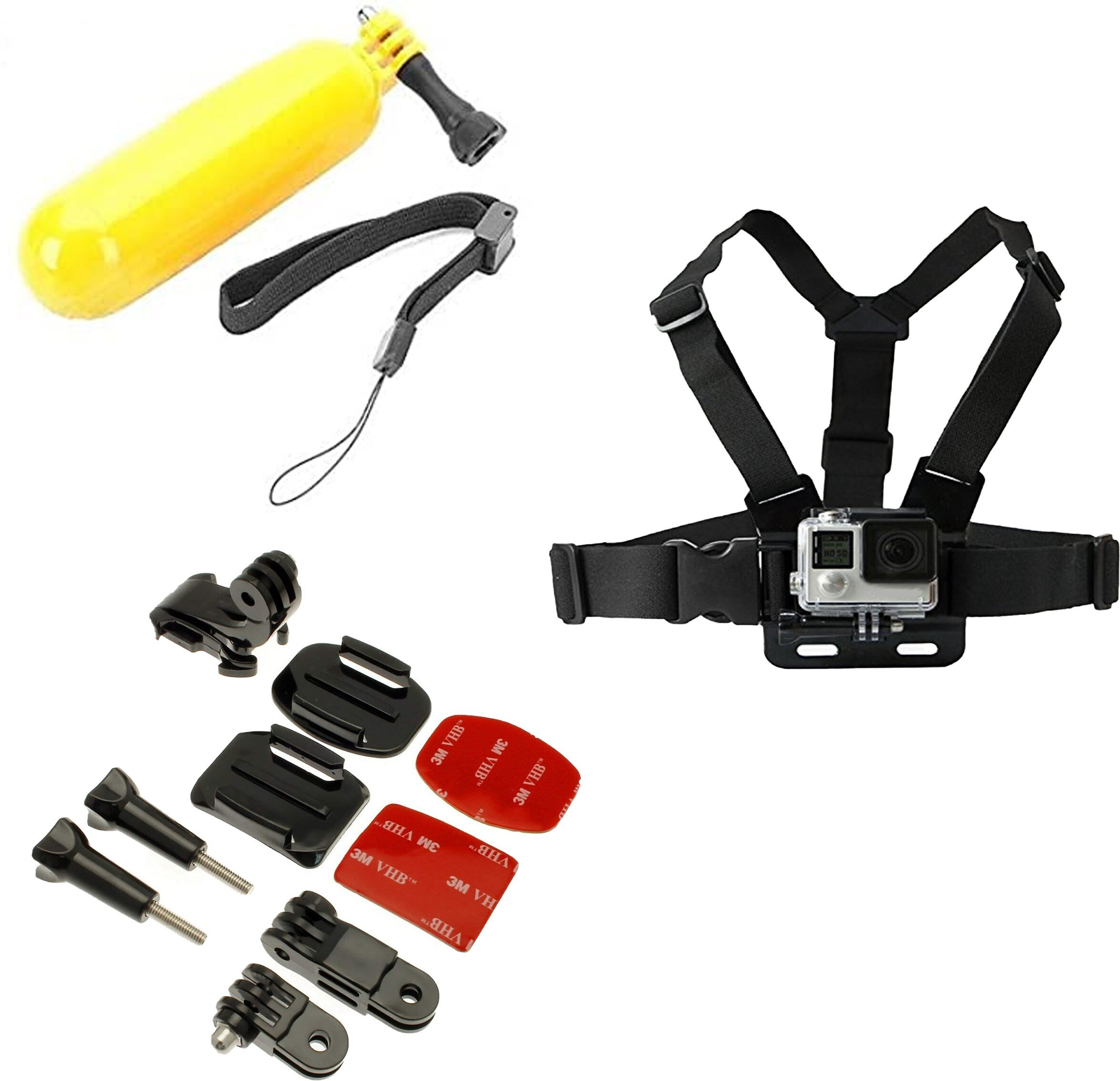 quikprof Helmet mountkit Floating Grip And Chest Strap For for Gopro Hero, SJCAM, Yi Strap image 1