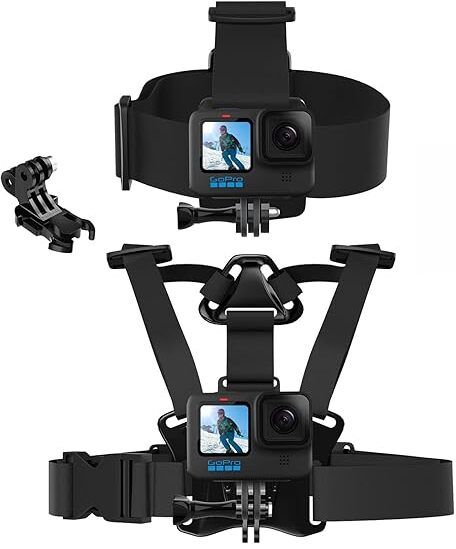 USPOT Chest & Head Strap Mount Kit w Phone Clip for Smartphones GoPro Action Cameras Strap-image-41