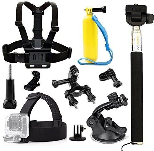 Action Pro 1 Accessory Kits for APEMAN/DBPOWER/Lightdow/Cymas/AKASO Waterproof Sports Action Camera,Head Strap,Floaty Grip Handle Pole,Bike Roll Bar Mount and Chest Strap-image-1