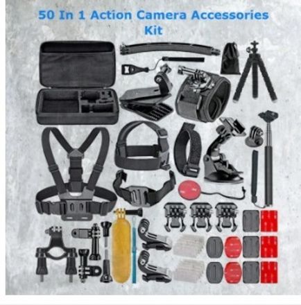 TECHGEAR 50 in 1 Premium Action Camera Accessories Kit for CN10 ,CS6,SJCAM,GOPRO,DJI OSMO Strap-image-39