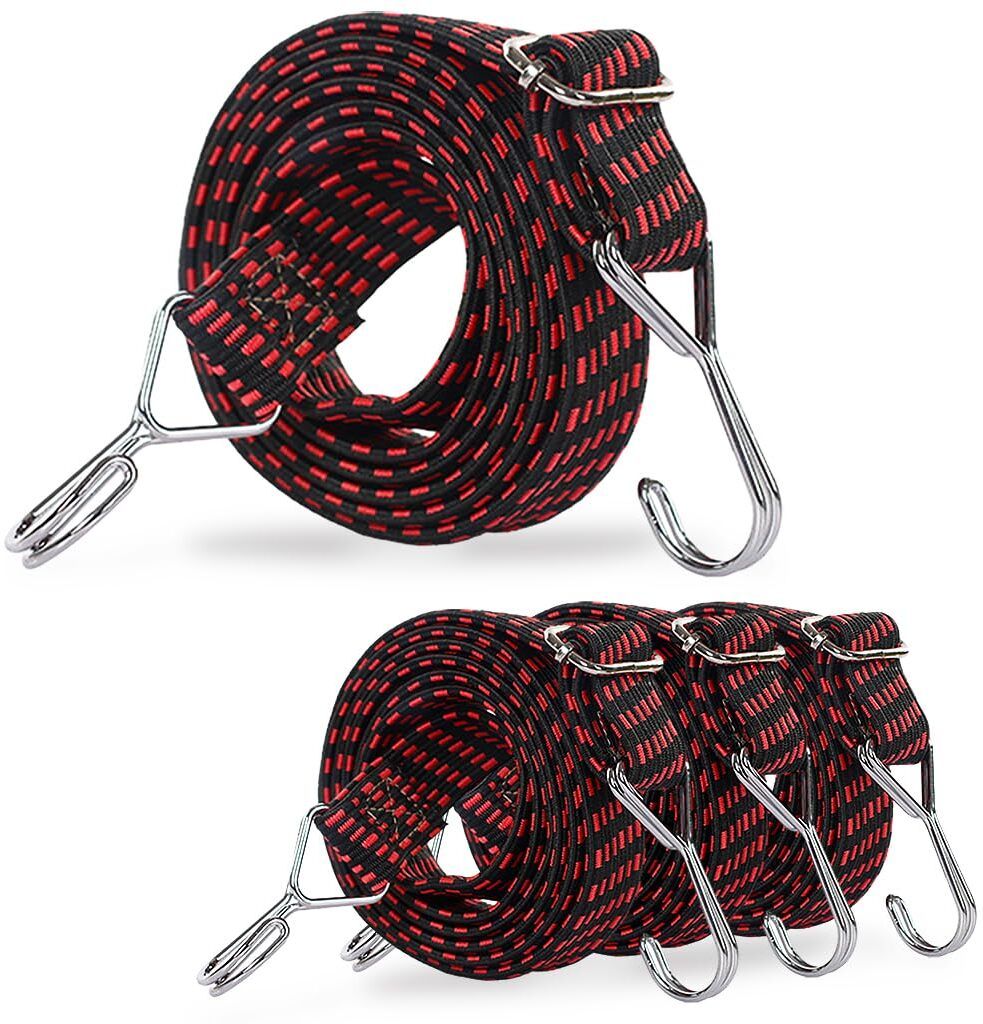 Probero Elastic Luggage Straps with Metal Hooks 4Pcs High Elastic Bungee Cords Strap-picture-23