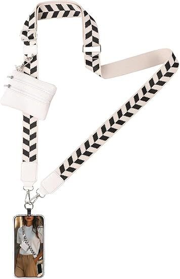 JEMICA Phone Strap with Zippered Pouch, Detachable Clip and Go Strap with Wallet Strap-picture-27