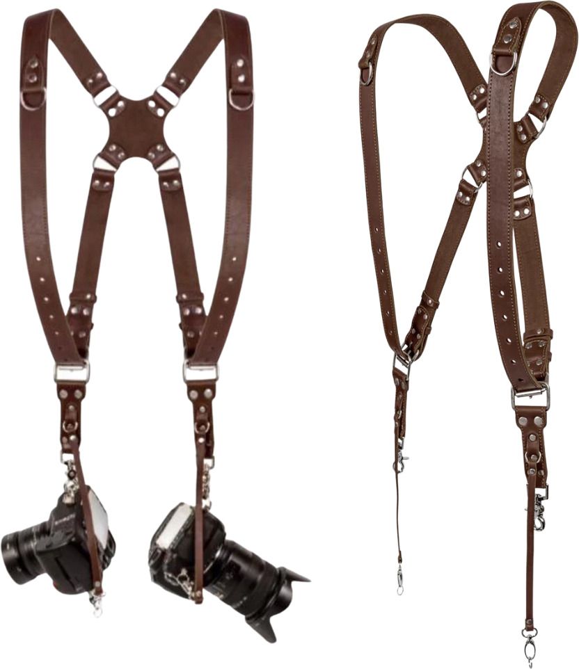 BIIG BUCKS Genuine Leather (Rough) Dual Camera Harness Strap