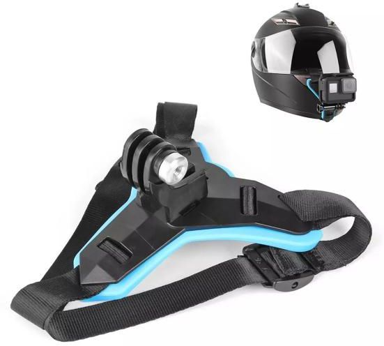 Hespa Chin Strap Mount for Action Cameras – Helmet Accessory for GoPro, Yi Strap