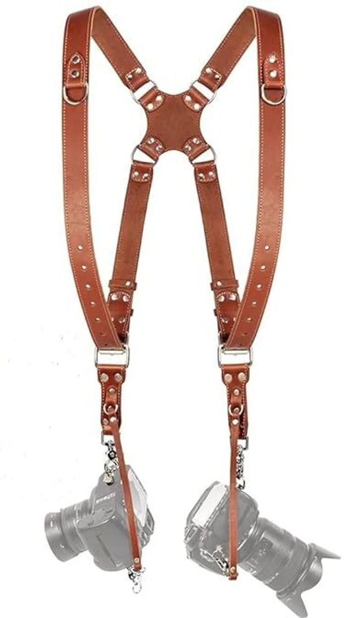 FLYING COLLECTION rofessional Dual Camera Harness Strap | Leather Double Camera Shoulder Strap Strap-image-7