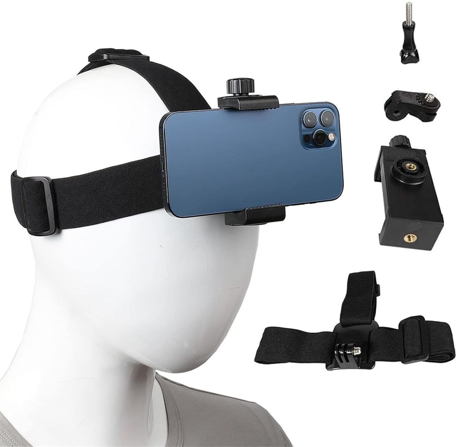LKMO Head Mounted Camera Holder With Adjustable Nylon Strap for Most Head Sizes, Strap-picture-44