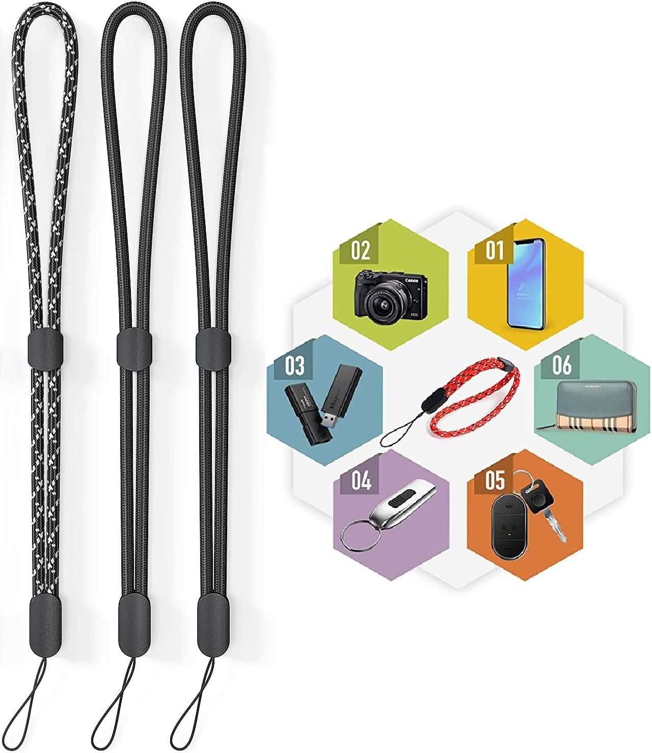 Kickzu 3PCS of Hand wrist strap lanyard-Adjustable Nylon Strap for ID, USB Flash Drives Strap-picture-44