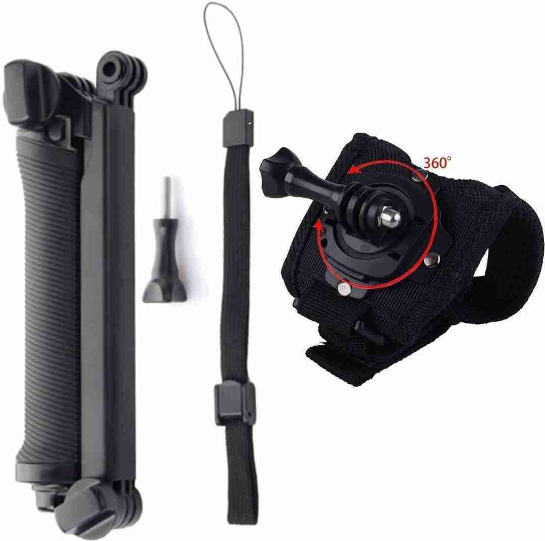 quikprof 3-way tripod, with 360° Rotation Glove Style Band Wrist Strap Mount Strap image 1