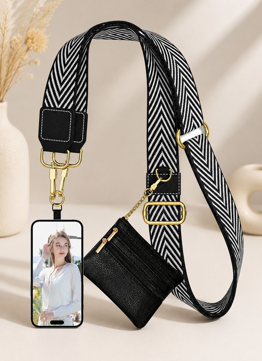 KVVTRADES Phone Strap with Zippered Pouch Detachable Clip and Go Strap Strap-picture-34
