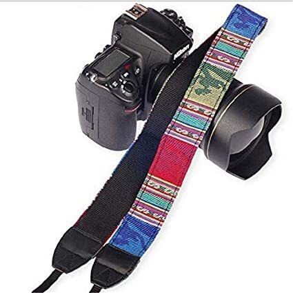 KRAPTICK Wolven Pattern Canvas Camera Neck Shoulder Strap Belt Compatible with All DSLR/SLR (Blue Stripe Pattern) Strap-picture-20