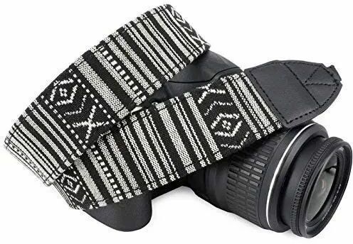 Cam cart Camera Shoulder Strap Belt Compatible with All DSLR/SLR etc, Black White Strap-picture-19
