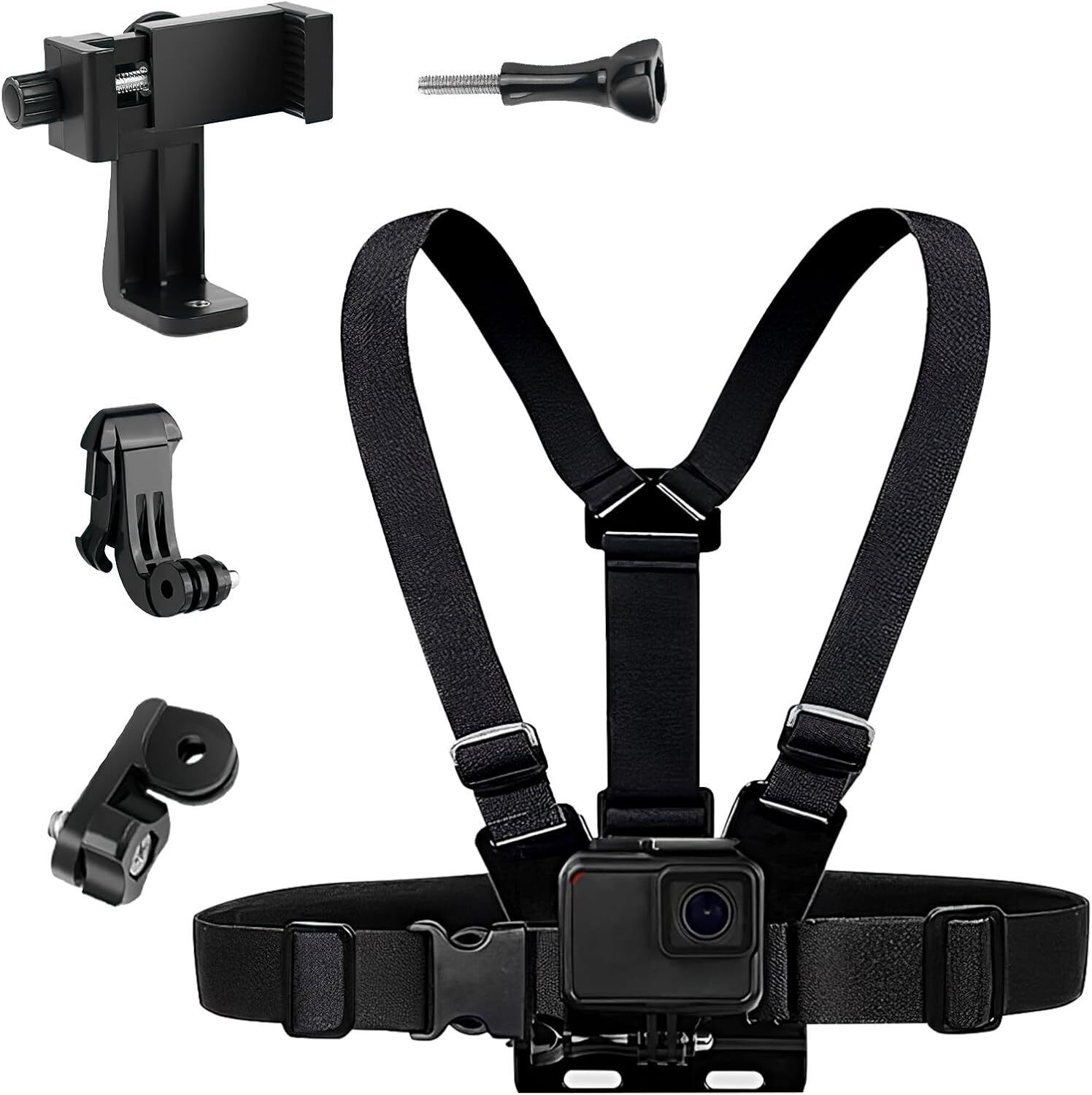 Xydrozen Chest Mount Harness Strap Cell Phone Holder Mount for Video Recording Strap-image-1