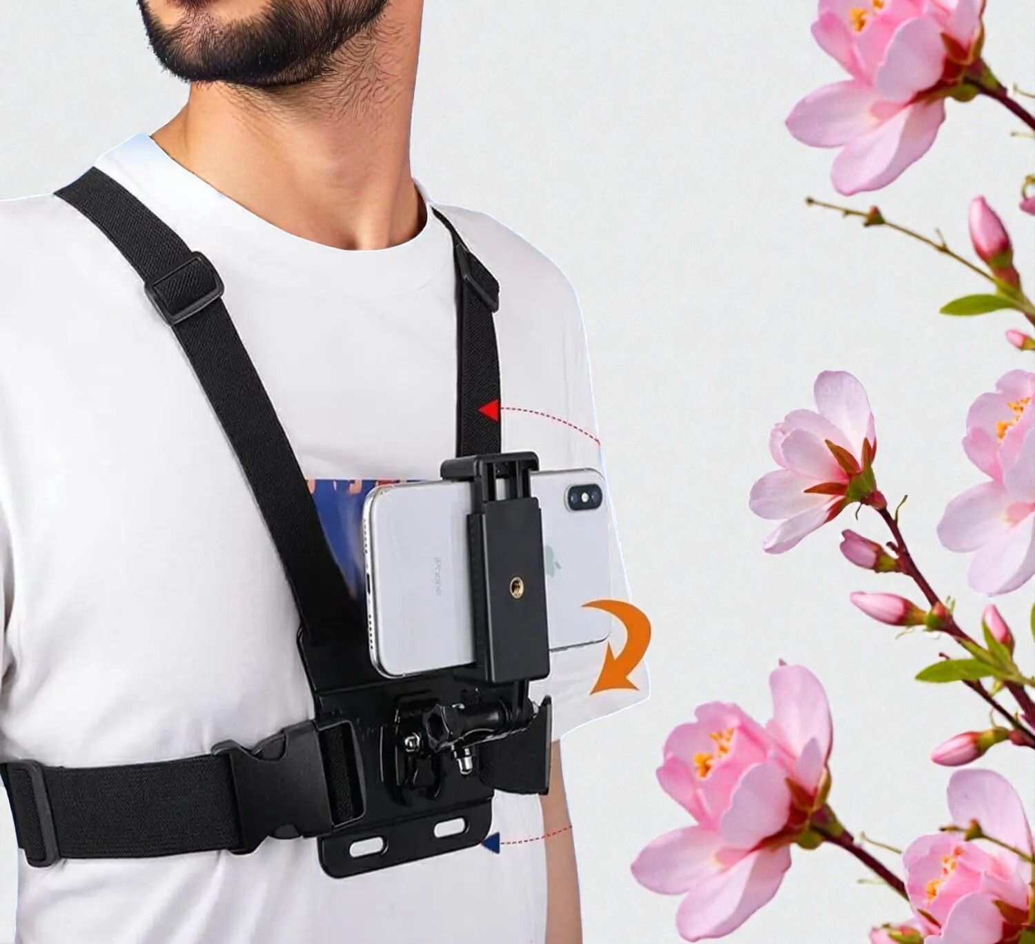 Qolic Hands-Free Chest Mount Belt with Phone Holder for Outdoor Recording Strap-image-21