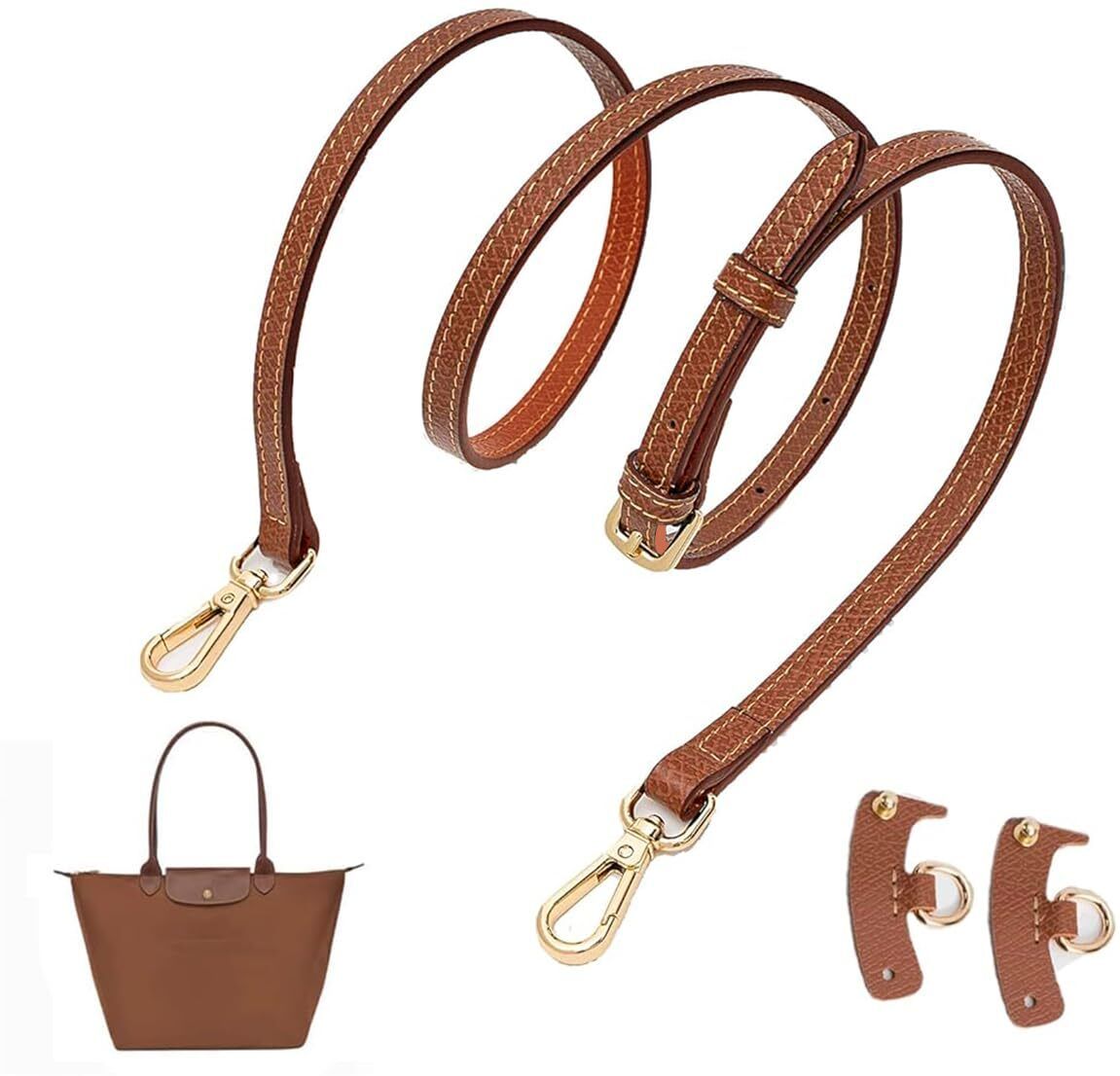 LQZ Adjustable Brown PU Leather Shoulder Strap for Bag 47 Inch Crossbody Satchel Kit Strap-image-3
