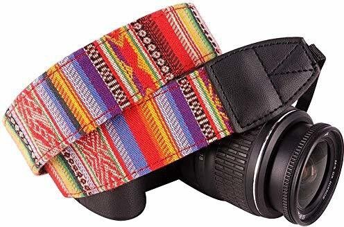 KRAPTICK Wolven Pattern Canvas Camera Neck Shoulder Strap Belt Compatible with All DSLR/SLR (Red Stripe Pattern) Strap-picture-36